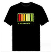 (Battery music, XL) Sound Music Activated Led Light Blinking Equalizer Music Festival Dj Rave Party Concert T-shirt