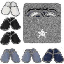 6 Pairs Fleece Felt Slippers Portable Washable Disposable Non Slip Home Slippers for Family Spa Guests Hotels Travel - WK