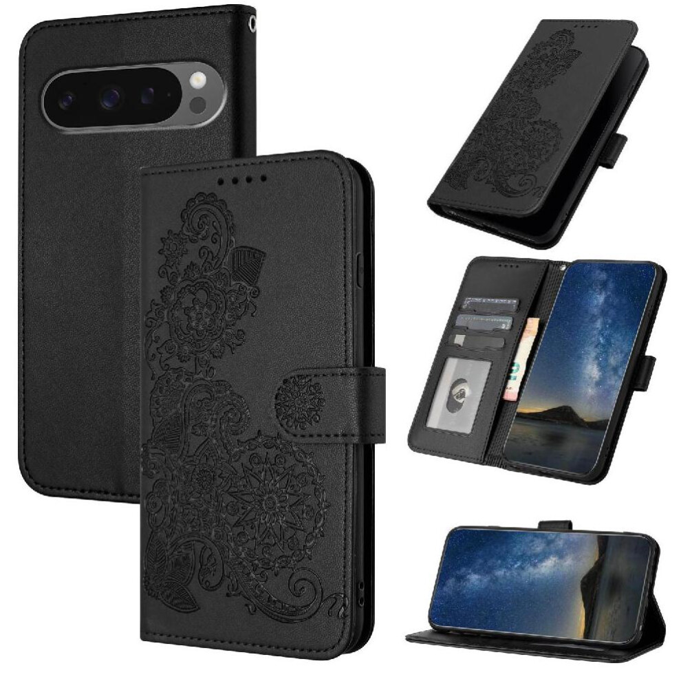 (Black) Flip Case For Google Pixel 10 Flip Folio Book Pu Leather Magnetic Closure With Card Slot Stand Kickstand Protective Black 764563126675