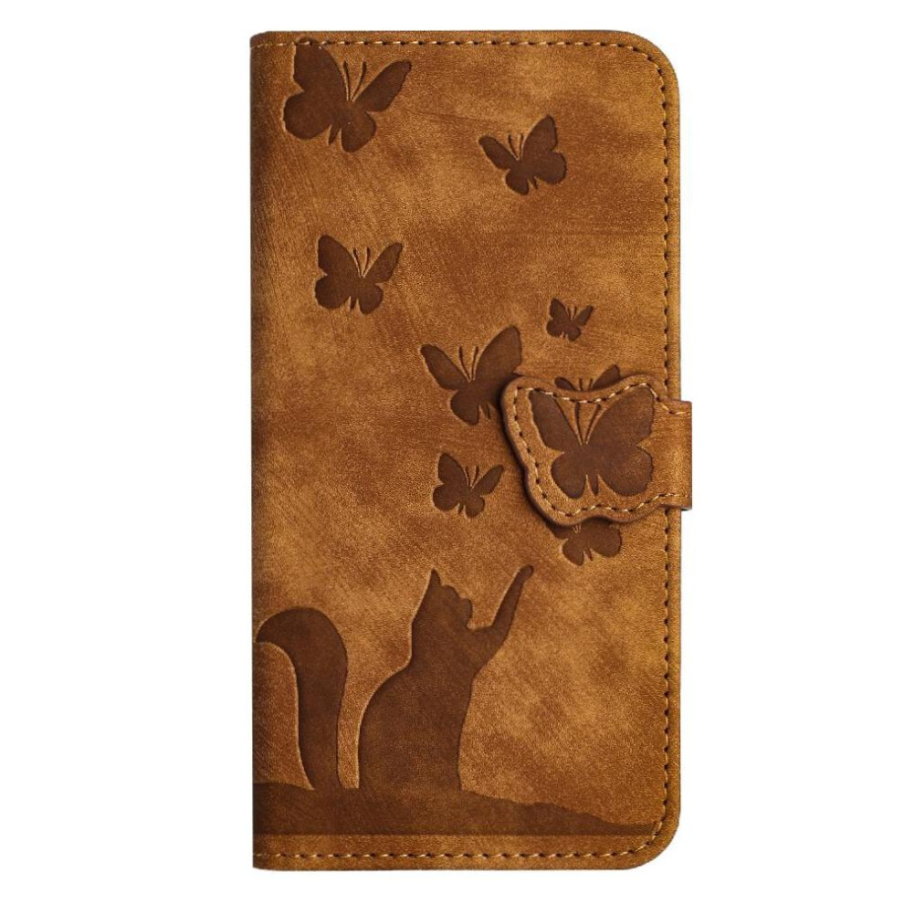 (Brown) Case For Google Pixel 10 Holder Cover Wallet Case Embossed Butterfly Cat Card Pocket Flip Folio Brown 764563129140