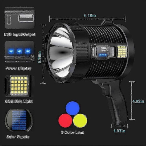 Rechargeable Spotlight, 100000 Lumens LED Handheld Flashlight for Outdoor Use 1