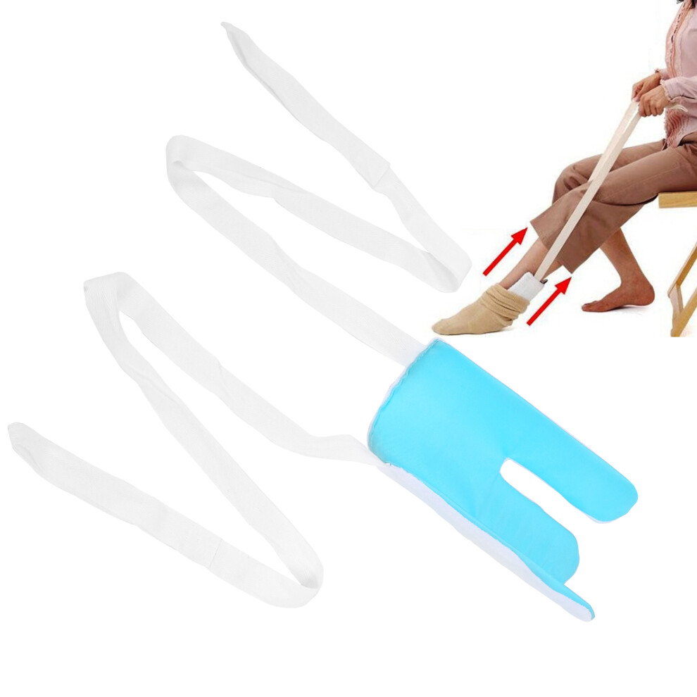 Blue/White Sock Assistance Tool No Bending For Elderly Disabled Pregnant