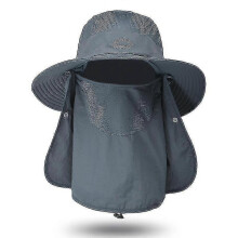 (Dark Grey) Fishing Hat Uv Cap Summer Bucket Hat With Removable Face Neck Cover Darkgrey