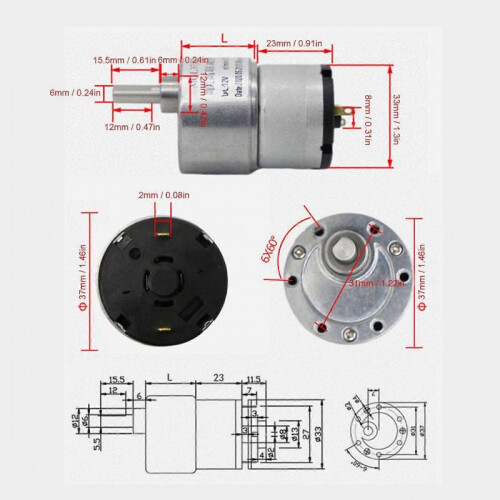 High quality  JGB37-500 DC reduction motor DC12V50RPM 1