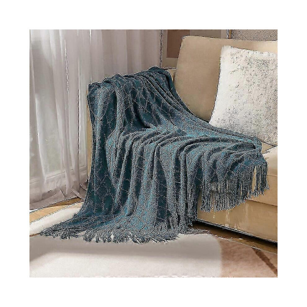 (150x230cm,CL-morandi blue)Nordic Knitted Throw Blanket - Soft, Textured & Solid for Sofa, Bed & Christmas Decor in Europe