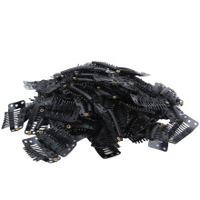 Stainless Steel Wig Clips for Extensions 100pcs 10-Tooth Black 3.7x1.8cm