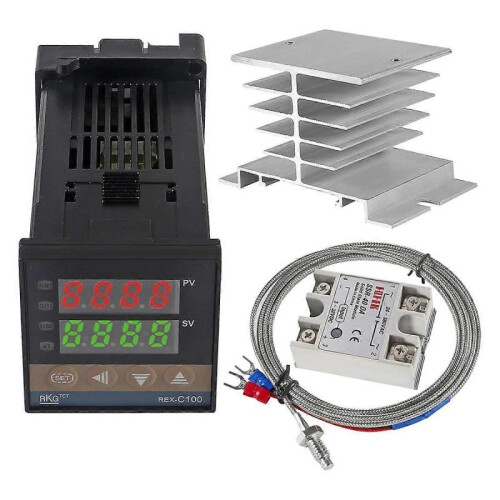PID-Temperature Controller -C100 Thermostat Kit High Voltage 100ACV to 240ACV+SSR Relay 40DA+ K Pro 1