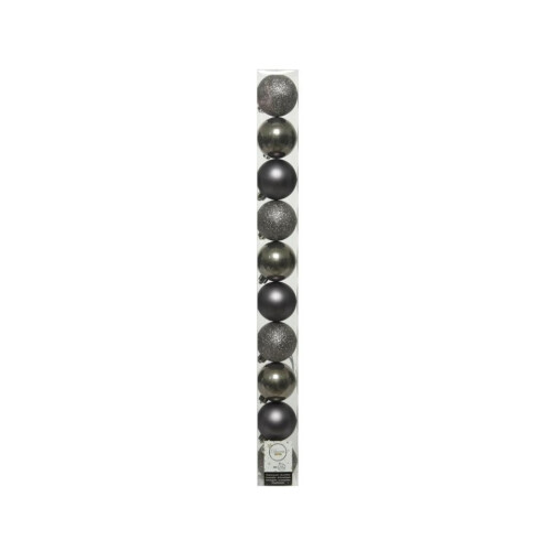 (Pack Of 10, Warm Grey) Kaemingk Plain Shatterproof Baubles (Pack Of 10) 2