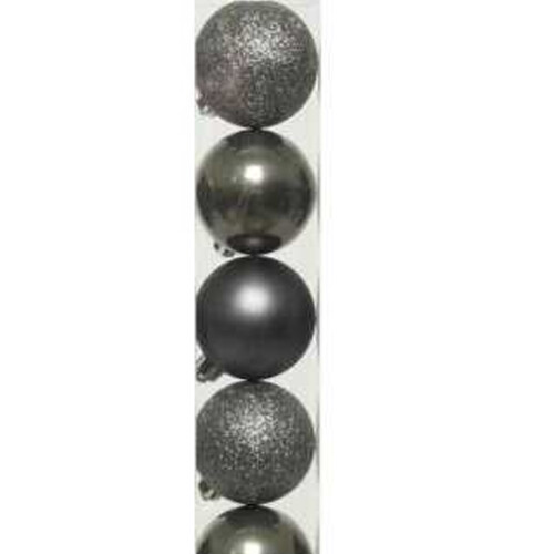 (Pack Of 10, Warm Grey) Kaemingk Plain Shatterproof Baubles (Pack Of 10) 1