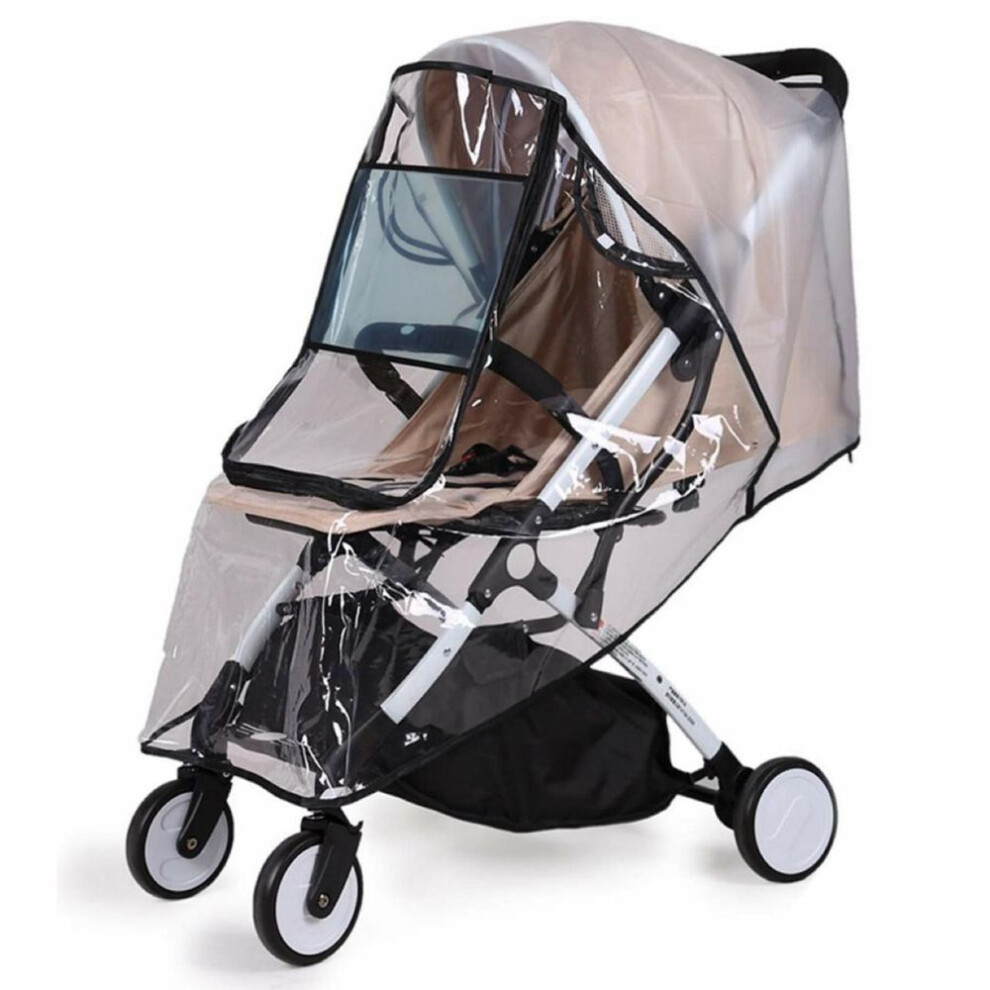 Baby Stroller Rain Cover Transparent Adjustable Shockproof Windproof Cover For Stroller Black