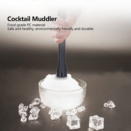 Ice Crushing Cocktail Muddler - 30x4cm Black Bar Mixer Tool 2