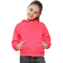 (11-12 Years, Neon Pink) Girls Boy Plain & Tie Dye Print Sweatshirt Pullover Hooded Jumper PE School Coat