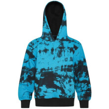 (11-12 Years,Tie Dye Black & Blue)Girls Boy Plain & Tie Dye Print Sweatshirt Pullover Hooded Jumper PE School Coat