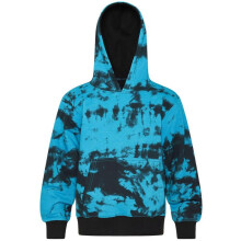 (9-10 Years,Tie Dye Black & Blue)Girls Boy Plain & Tie Dye Print Sweatshirt Pullover Hooded Jumper PE School Coat