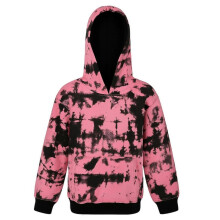 (7-8 Years,Tie Dye Baby Pink)Girls Boy Plain & Tie Dye Print Sweatshirt Pullover Hooded Jumper PE School Coat