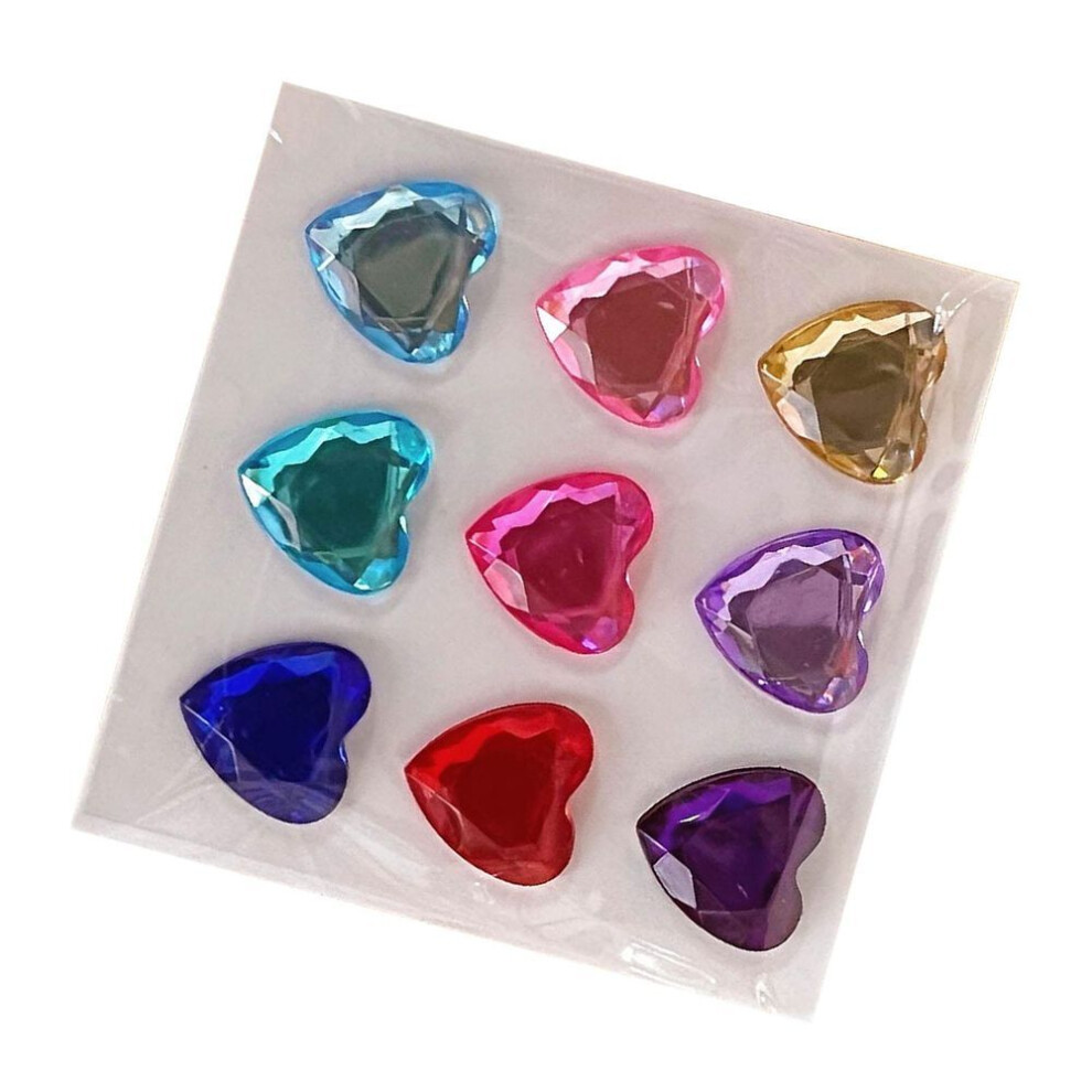 9pcs Large Heart Rhinestone Stickers Pvc Colorful Self Adhesive Jewels 3D Crystal Gem Stickers For