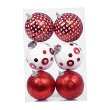 (red and white) 6 Pieces Christmas Ball Ornaments Party Supply Xmas Tree Ball Christmas Tree