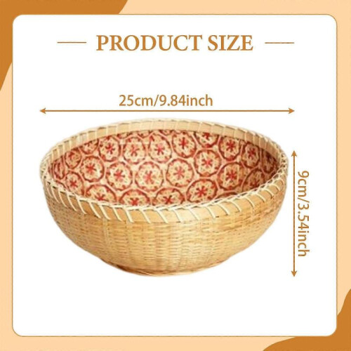 (L) Woven Bread Basket,Weaved Fruit Basket,Woven Tabletop Decorative Storage Bowl 2