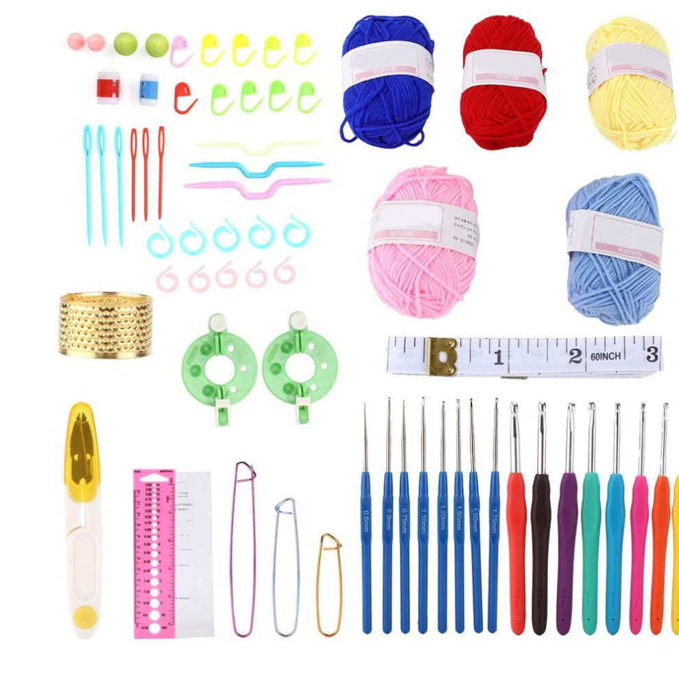Knitting Kit Diy Blue Chrysanthemum Plastic Crochet Hooks Kit With Woolen Yarn Storage Bag For