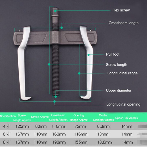 Professional  6in 2 Jaws Gear Puller - Chrome Vanadium Steel Adjustable 2