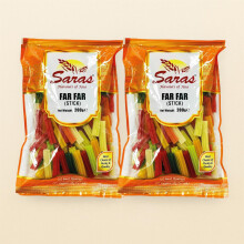 Saras Far Far Stick 200g (Pack of 2) | Colourful Fryums | Crunchy Snack for Frying | Indian Traditional Snack