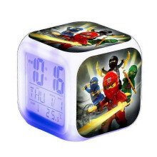 (C)Ninjago 7 Colorful Light Led Digital Alarm Clock Bedroom Decor With Time, Temperature, Alarm, Date For Kids Gifts