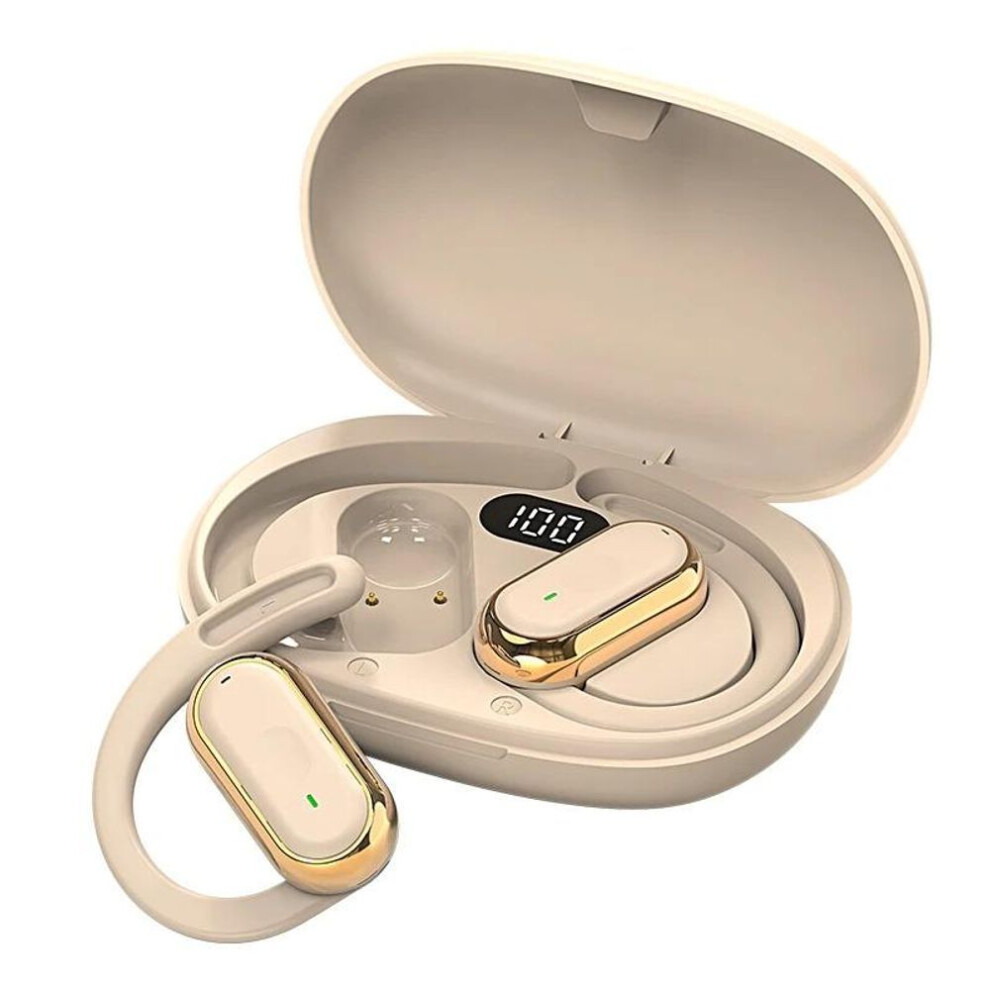 (khaki) Sports Bluetooth Wireless Headphones With Mic Smart Touch Ipx5 Waterproof Ear Hooks Bluetooth Earphones Hifi Stereo Music Earbuds For Running/workout