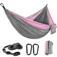 (Pink Gray) Nylon Outdoor Hammock Camping Leisure Swing Hanging Hammock
