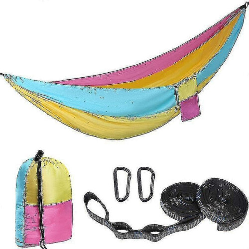 (Pink Gray) Nylon Outdoor Hammock Camping Leisure Swing Hanging Hammock 1