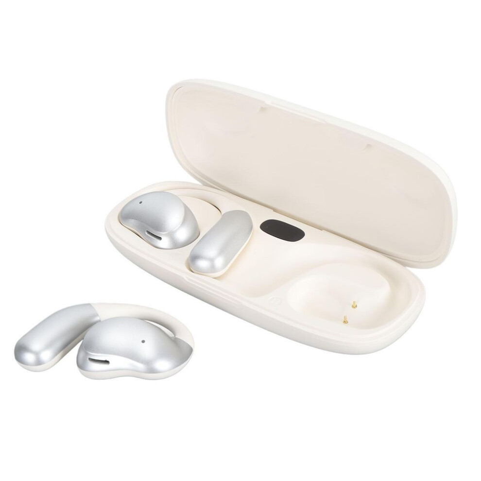 Silver/White ( White) Open Ear Headphones Bluetooth Wireless Earbuds With Charging Case 12Hrs Playtime Ipx7 Size 5.4