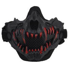 Fangs Cosplay Airsoft Mask Protective Mask Adjustable Strap Breathable Halloween Horror Party Decor Black