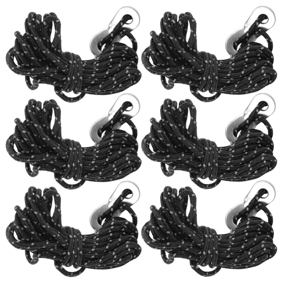 6Pcs Reflective Tent Ropes 4M 3Mm With Aluminum Buckle For Camping 8361329627098