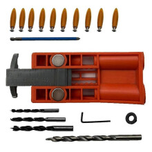Woodworking Oblique Hole Locator Set 9.5mm Double Hole Puncher Woodworking Bit Drilling Fixture Woodworking Tools