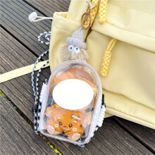 la-bu-bu storage bag 6.1-inch PVC storage bag, transparent slanting hanging doll display bag, adjustable shoulder strap with zipper closure