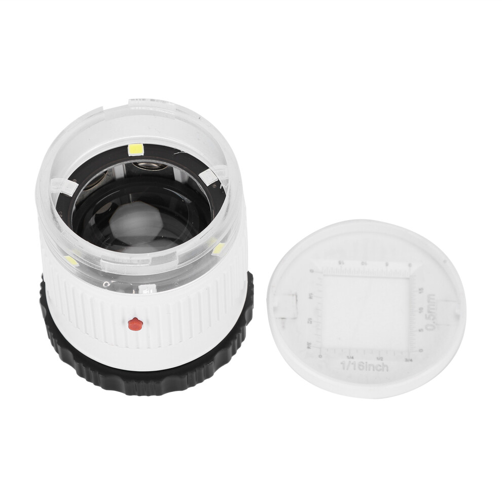 White Adjustable 30X Optics Loupes Magnifier Portable Scale Magnifying Glass