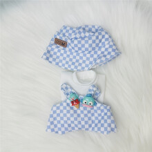 Juego de ropa de 6.69 pulgadas para la muñeca Labub-atuendo de 3pcs con sombrero de pescador, camiseta y falda, (muñeca y zapatos no incluidos)