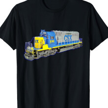 Camiseta gráfica del motor de tren de flete: camiseta de manga corta de la tripulación de algodón 100% algodón de algodón, 220 gsm