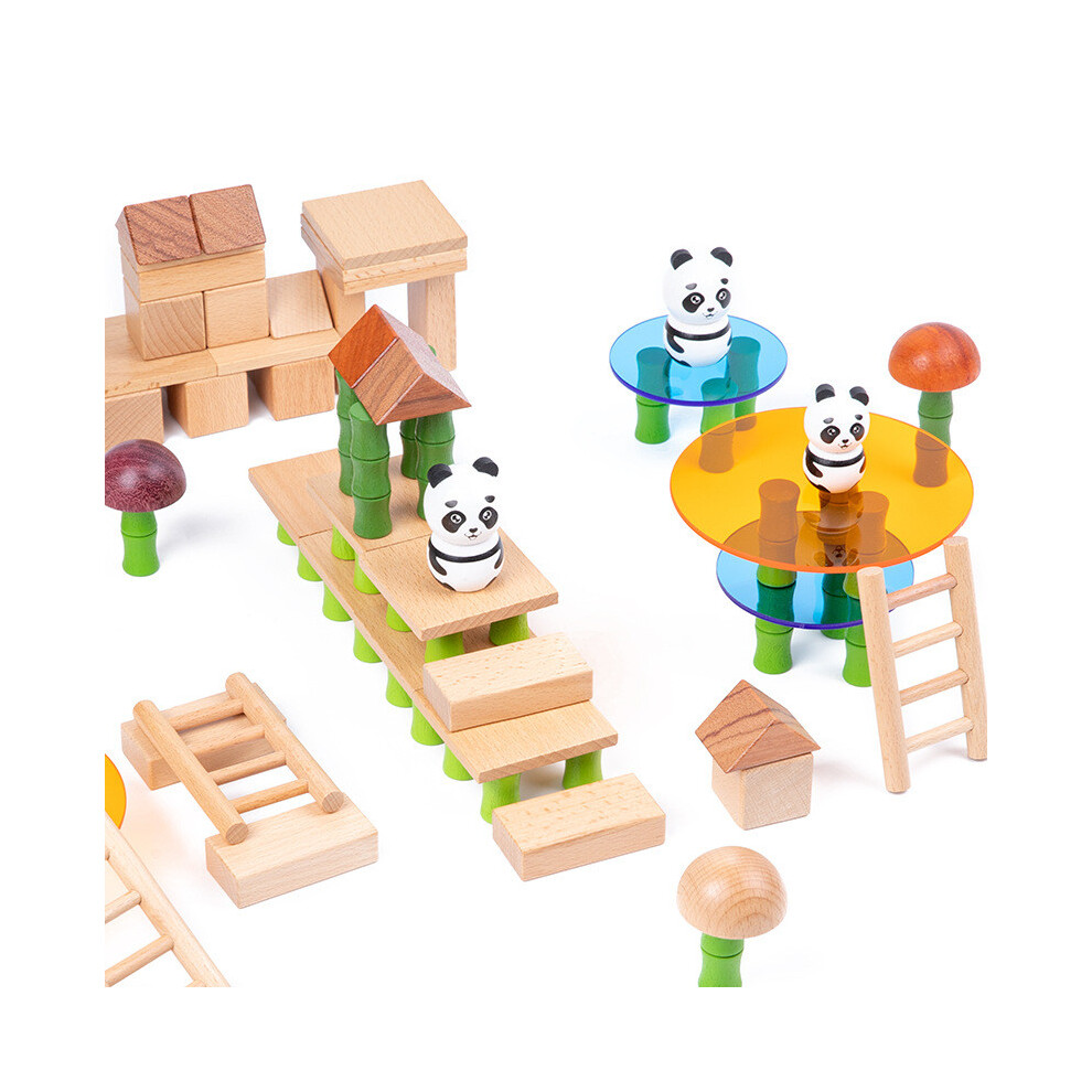 Forest Bamboo Panda Wooden Building Blocks For Kids Early Gift Play Education