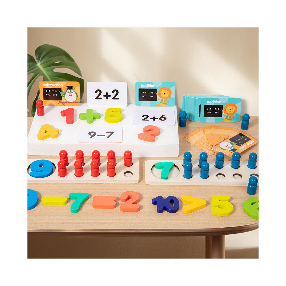 Kids Wooden Math Toy With Red Blue Number Blocks For Skills Learning Cognitive