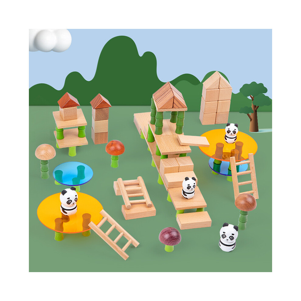 Panda Forest Bamboo Wooden Building Blocks For Kids Early Education Gift Play