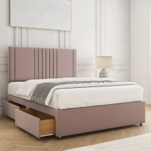 (Pink, 3ft) Monaco Divan Bed with 2 Drawer Plush 26" Headboard & Mattress Included