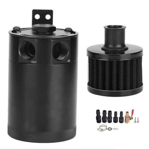 Universaler Ölabscheidbehälter 2-Port Tank, 5oz, Schwarz, Ablassventil 1