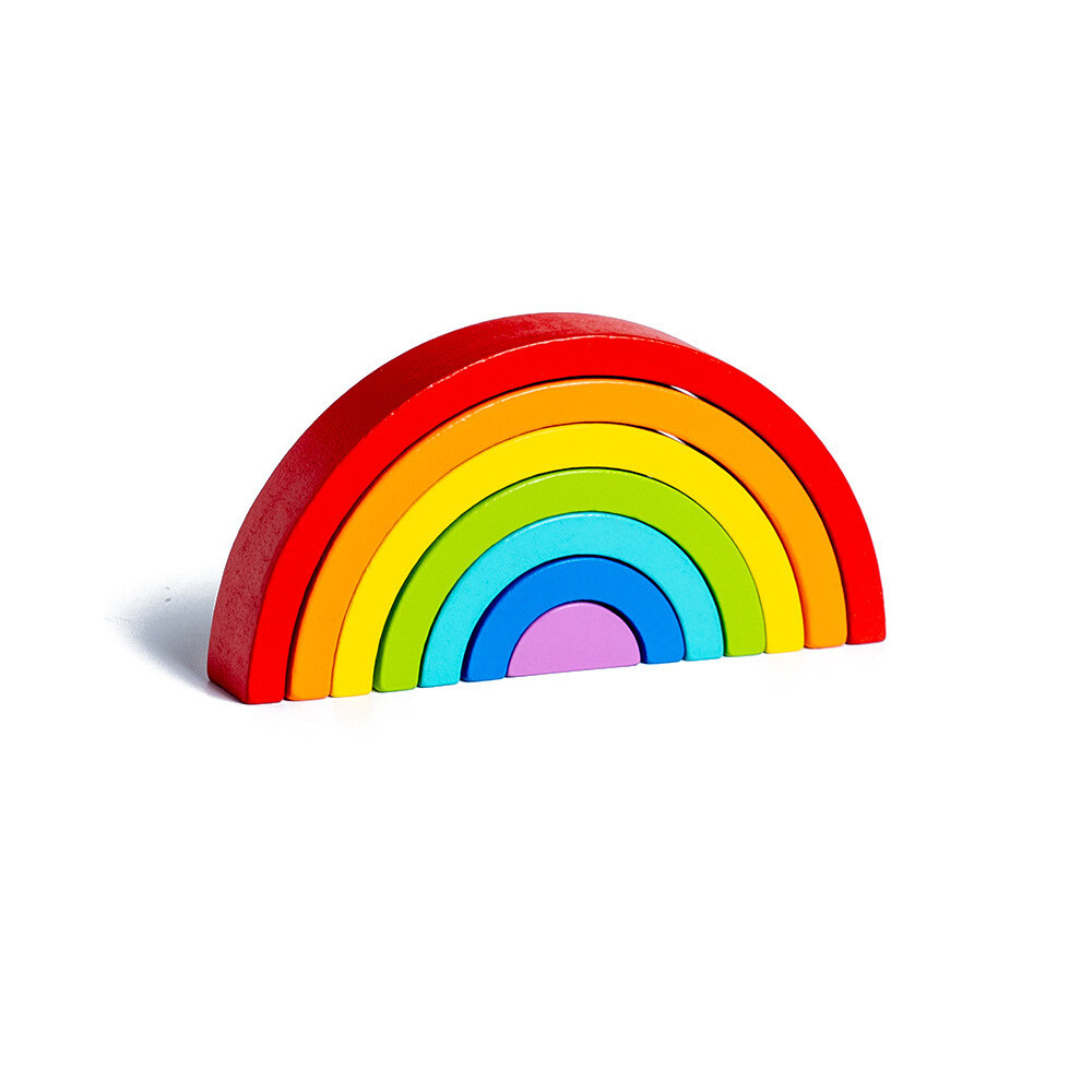 (Rainbow) Rainbow Arched Wooden Building Blocks For Toddlers With Ecofriendly Learning Toy