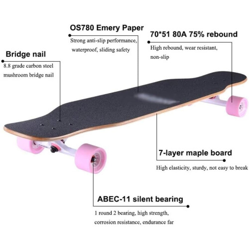 Pro Skateboards for Beginners 43x9 Complete Longboard for All Ages 7 Layer Maple 1