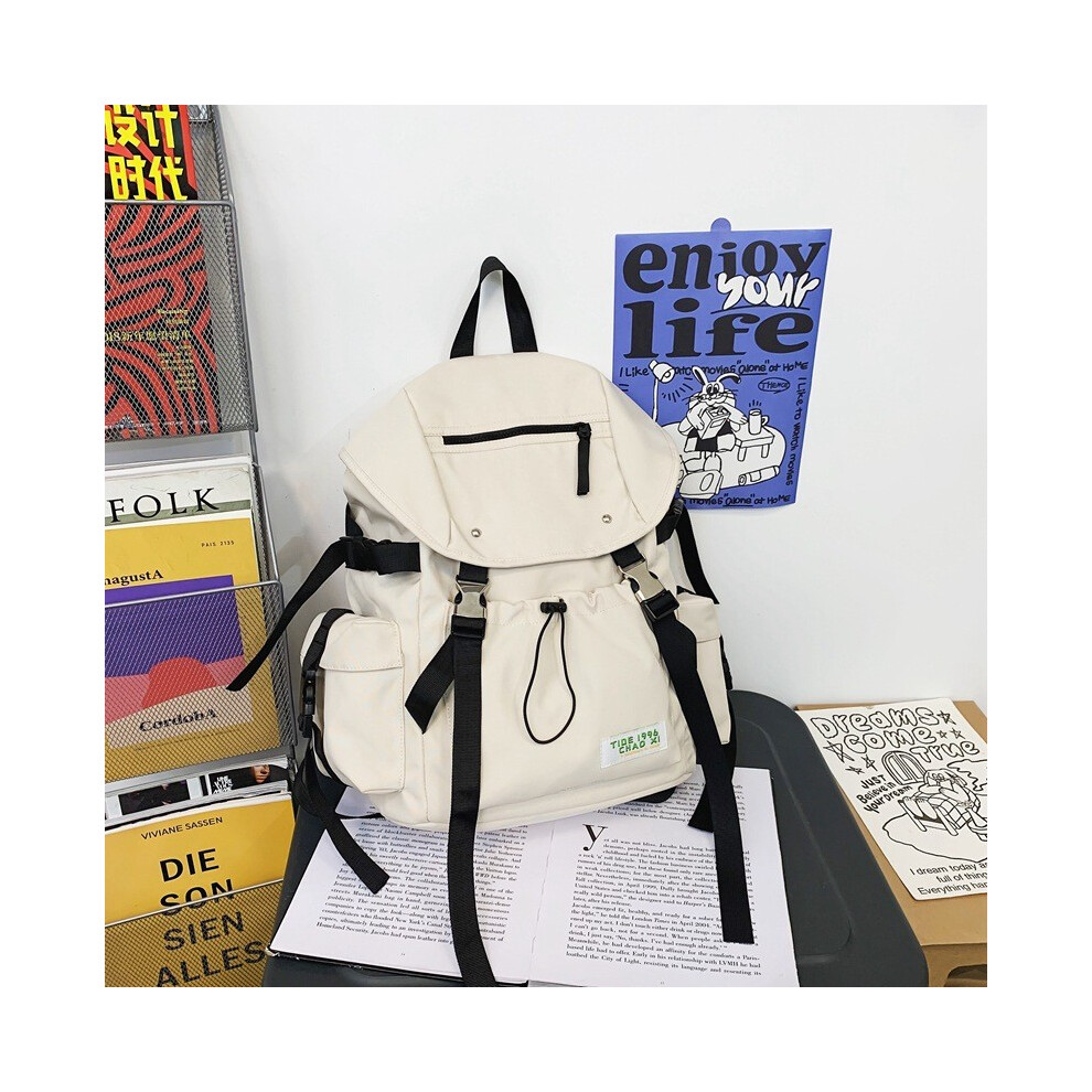 (White) Fashion Nylon Unisex Travel Backpack With Multiple Compartments Use Daily For-image-OPC-PJ6FV8T-NEW