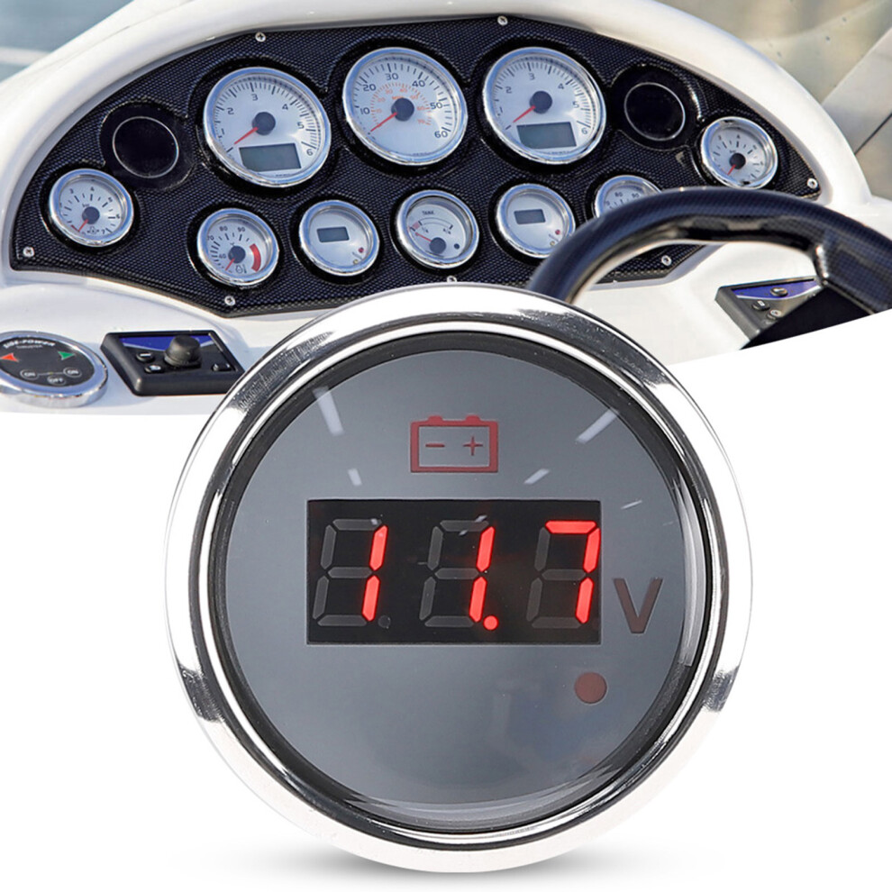 Ip67 Waterproof 2In Voltage Display Gauge 316 Stainless 8V-32V White 4221329677735