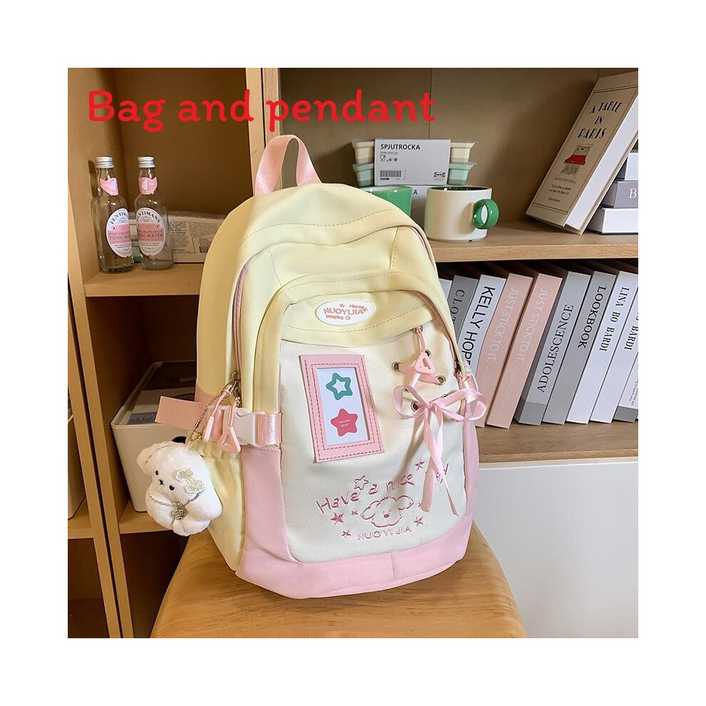 (Pink) Letter Cute Puppy Embroidery And Strap Design Student With Backpack Pendant-image-OPC-PJ6FYTY-NEW