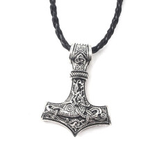 (Silver) Viking Pendant Pirate Necklace With Geometric Design In Finish Antique Bronze