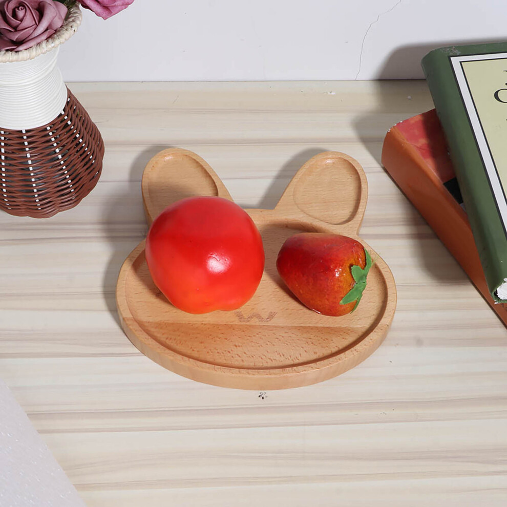Cute Wooden Kid's Divided Plate Tray 20x20cm Snack Dish