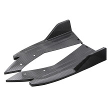 Universal Car Bumper Lip Splitter Side Fins Black Carbon Fiber Look